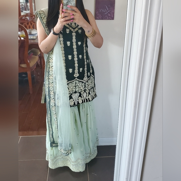 Dark green and light green sharara - Picture 2 of 2